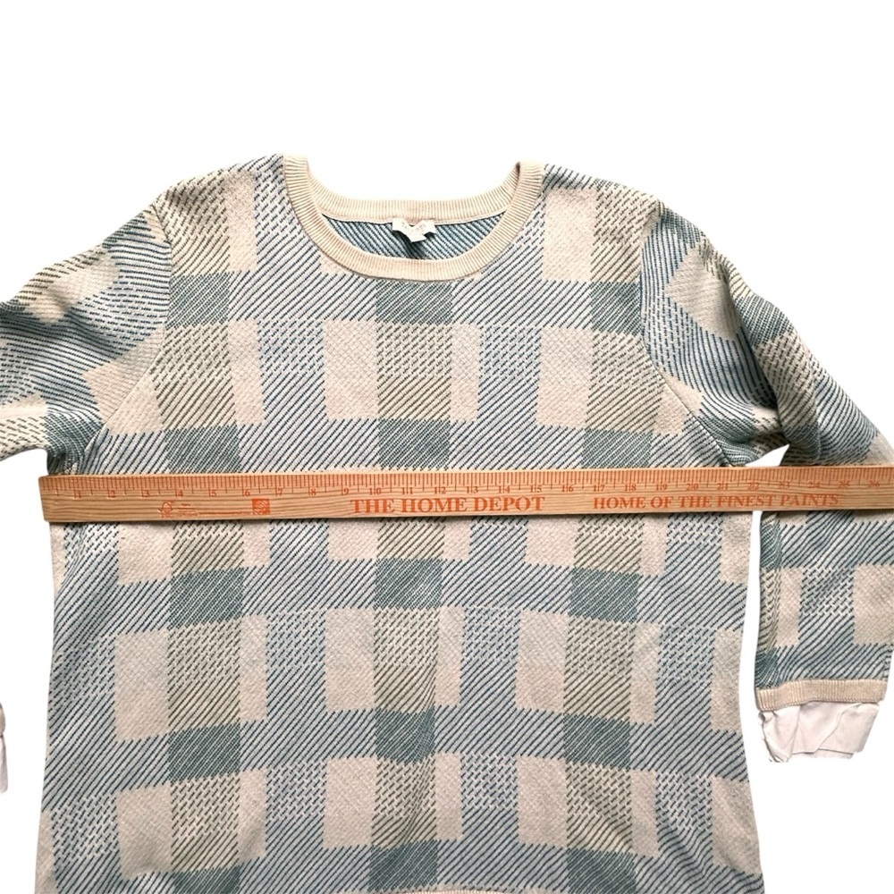Talbots Womens 1X Striped Cotton Knit Pullover Sweater Blue Green Cream - Picture 5 of 8